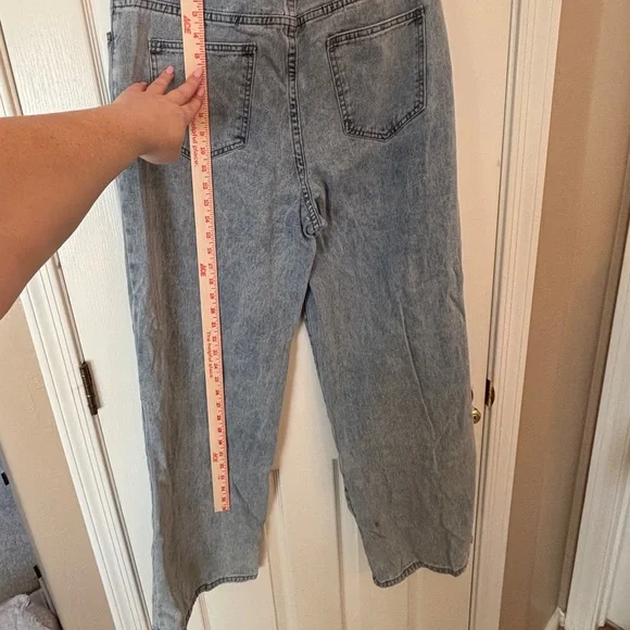 Shein Light Blue Stonewashed Straight Wide Leg Jeans Women’s XL US 12 Denim - Picture 5 of 9